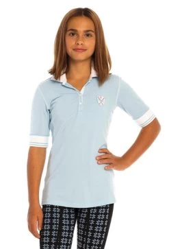 Girls Goode Rider Champion Polo -Equestrian Clothing girls champion polo blue sky front 18046 G 2342 goode rider 30887.1650826483