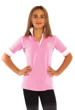 Girls Goode Rider Champion Polo -Equestrian Clothing girls champion polo pink front 18046 G 2306 goode rider 04219.1650826481