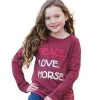 Girls Cruel Denim Peace Love Horses Tee -Equestrian Clothing girls peace love ls tee heather burgundy front CTK8620001 miller international 07197.1639005465