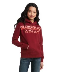 Girls Ariat REAL Serape Logo Hoodie -Equestrian Clothing girls serape hoodie front 10037974 ariat 01701.1670693852