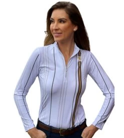Arista Equestrian Prints Quarter Zip Shirt -Equestrian Clothing girth II quarter zip white teak 3013 arista 83870.1668806227