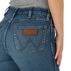 Wrangler Retro Green High Rise Trouser Jean -Equestrian Clothing green high rise trouser denim back detail 112317722 wrangler 79511.1670538163