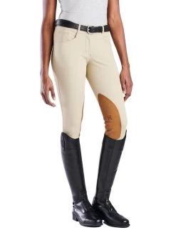 Hadley Mid Rise Breeches Knee Patch -Equestrian Clothing hadley mid rise kp tan front boots 30517 smartpak 30203.1649373416