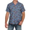 Men's Cinch Horse Print Camp Shirt 1 Men's Cinch Horse Print Camp Shirt -Equestrian Clothing horse print camp shirt blue front MTW1401009 miller 74458.1668118851