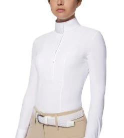 Cavalleria Toscana Hunter Competition Shirt Long Sleeve -Equestrian Clothing hunter competition LS white front CAD191 JE002 0001 cavalleria 10646.1688583307