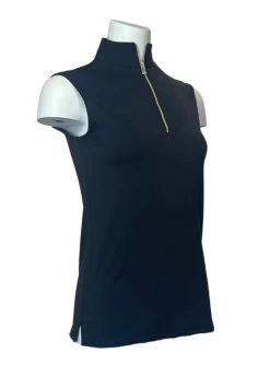 Tailored Sportsman IceFil Zip Top Sleeveless -Equestrian Clothing icefil sleeveless top black gold tailored sportsman 5 32813.1689884687