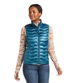 Ariat Ideal 3.0 Down Vest -Equestrian Clothing ideal 3.0 down vest iridium teal front 10037649 ariat 43029.1641429102