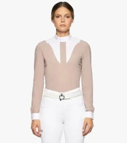 Cavalleria Toscana Bib Insert Competition Shirt Long Sleeve 11 Cavalleria Toscana Bib Insert Competition Shirt Long Sleeve -Equestrian Clothing jersey bib compet ls blush white front CAD212 JE022 1A00 cavalleria toscana 42316.1659805946