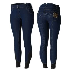 Horze Jessi-Lyn Denim Full Seat Breeches -Equestrian Clothing jessi lyn denim FS dkblue front back cp3664 horze 84018.1657850264