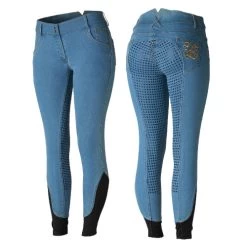 Horze Jessi-Lyn Denim Full Seat Breeches -Equestrian Clothing jessi lyn denim FS ltblue front back cp3664 horze 37049.1657850270