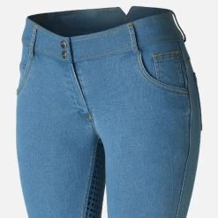 Horze Jessi-Lyn Denim Full Seat Breeches -Equestrian Clothing jessi lyn denim FS ltblue front waist cp3664 horze 99078.1657850289