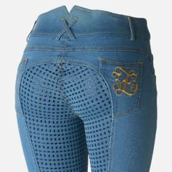 Horze Jessi-Lyn Denim Full Seat Breeches -Equestrian Clothing jessi lyn denim FS ltblue seat detail cp3664 horze 72692.1657850282