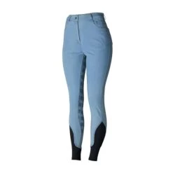 Horze Jessie Denim Full Grip Breeches -Equestrian Clothing jessie denim FS hi waist light blue front CP3680 LB equinavia 20460.1639691813