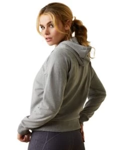 Ariat Just Hoodie Heather Grey -Equestrian Clothing just hoodie cropped hthr.gry back 10043443 ariat 25110.1677349443