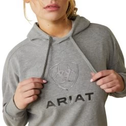 Ariat Just Hoodie Heather Grey -Equestrian Clothing just hoodie cropped hthr.gry detail 10043443 ariat 88353.1677349445