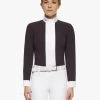 Girls Cavalleria Toscana Pleated Competition Shirt -Equestrian Clothing kid pleated compet ls dkpurp front CAA032 JE022 0001 cavalleria toscana 82356.1670705206