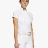 Girls Cavalleria Toscana Pleated Competition Shirt Short Sleeve -Equestrian Clothing kid pleated compet ss white side CAA033 JE022 0001 cavalleria toscana 65301.1670881160