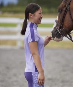 Kids Kerrits Always Cool Ice Fil Shirt Short Sleeve -Equestrian Clothing kids always ice fil solid ss violet rider 60283 kerrits 27449.1677181253