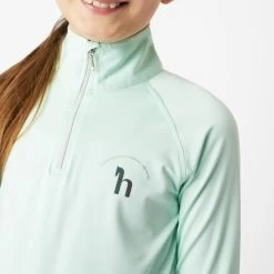 Girls Horze Lola Half Zip Tech Shirt -Equestrian Clothing kids lola dustaqua detail 33757 DAGR horze 09378.1678730301