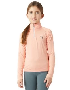 Girls Horze Lola Half Zip Tech Shirt -Equestrian Clothing kids lola shrmp.pk front 33757 SPPI horze 41400.1678730268