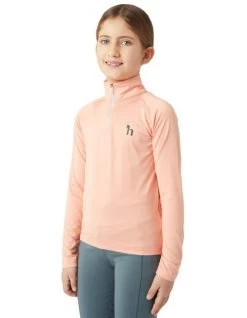 Girls Horze Lola Half Zip Tech Shirt -Equestrian Clothing kids lola shrmp.pk side 33757 SPPI horze 95186.1678730278