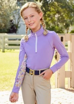 Girls RJ Classics Lyla Jr 37.5 Training Shirt -Equestrian Clothing kids lyla 37.5 shirt ls pais.pur rider front LYJ553A rj classic 95284.1670956982