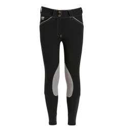 Girls Piper Original Breeches Knee Patch -Equestrian Clothing kids piper original kp black warm grey front 23176 smartpak 29305.1666141839