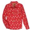 Girls Wrangler Print Red Snap Shirt