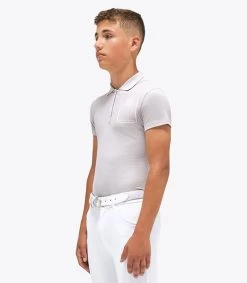 Kids Cavalleria Toscana Raceway Training Polo -Equestrian Clothing kids raceway training ss grey side POO081 CO046 8000 CT 85519.1659801731