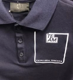 Kids Cavalleria Toscana Raceway Training Polo -Equestrian Clothing kids raceway training ss navy logo POO081 CO046 8000 CT 26513.1659899091