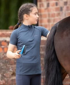 Kids Aubrion Revive Sun Shirt Short Sleeve -Equestrian Clothing kids revive sun shirt SS navy rider 8963 aubrion 69352.1683923362