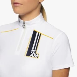 Kids Cavalleria Toscana Team Daytona Polo Short Sleeve -Equestrian Clothing kids team daytona polo ss white front detail POA080 JE152 0001 cavalleria toscana 72368.1661020657