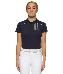 Kids Cavalleria Toscana Team Raceway Polo -Equestrian Clothing kids team raceway polo navy front POA081 CT 44480.1660262544