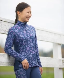 Kids Kerrits Up Tempo Fleece Tech Top -Equestrian Clothing kids up tempo top ls admr.blm rider 60276 PRINT kerrits 69234.1663441406