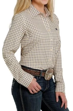 Cinch Ladies ArenaFlex Shirt Long Sleeve -Equestrian Clothing lds arenaflex ls yellow side MSW9163003 cinch 48736.1658960776