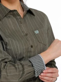 Cinch Ladies Cotton Performance Shirts Prints 13 Cinch Ladies Cotton Performance Shirts Prints -Equestrian Clothing lds cinch dot stripe ls olive detail MSW9164191 miller 15997.1671482542