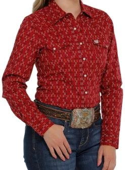 Cinch Ladies Print Snap Shirt 16 Cinch Ladies Print Snap Shirt -Equestrian Clothing lds cinch print shirt ls red side MSW9201036 cinch 24436.1677543980