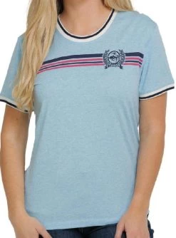 Ladies Cinch Ringer Tee Short Sleeve -Equestrian Clothing lds cinch tee ss light blue MSK7890004 cinch 79612.1658267965