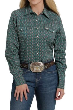 Cinch Ladies Print Snap Shirt 11 Cinch Ladies Print Snap Shirt -Equestrian Clothing lds foulard print blue multicolor front MSW9201027 cinch 38650.1669079123