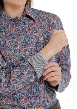 Ladies Cinch Light Blue Print Shirt 8 Ladies Cinch Light Blue Print Shirt -Equestrian Clothing lds print shirt ls lt.blue detail MSW9164195 cinch 16280.1677547983