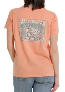 Ladies Cinch Rodeo Brand Tee Short Sleeve -Equestrian Clothing lds rodeo brand ss coral back MSK7901001 cinch 20992.1677609757