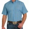 Men's Cinch Geo Print Shirt Short Sleeve 2 Men's Cinch Geo Print Shirt Short Sleeve -Equestrian Clothing medallion print ss blue front MTW1111423 cinch 51914.1684806037