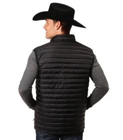 Men's Roper Quilted Down Vest -Equestrian Clothing men quilt down vest black back 0309706956137 roper 27386.1663797928
