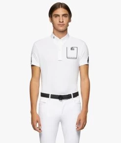 Men's Cavalleria Toscana Team Daytona Polo -Equestrian Clothing men team daytona polo ss white front POU296 PA060 001 cavalleria toscana 51464.1661553975