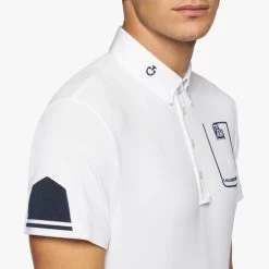 Front Page -Equestrian Clothing men team daytona polo ss white side detail POU296 PA060 001 cavalleria toscana 12998.1661553970
