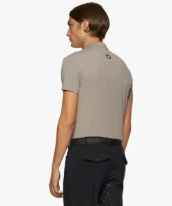 Men's Cavalleria Toscana Raceway Polo Short Sleeve -Equestrian Clothing men team raceway polo ss taupgrey back POU301 PA060 8C00 CT 10698.1659815415