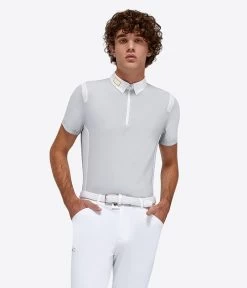 Front Page -Equestrian Clothing mens competition zip polo ss lt.grey front POM005 JS001 8100 ct 43004.1670292361