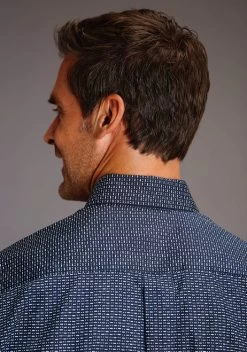 Stetson Blue Geo Print Shirt -Equestrian Clothing mens geo print LS blue back 1100105266037 stetson 96722.1635627303