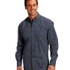 Stetson Blue Geo Print Shirt -Equestrian Clothing mens geo print LS blue front 1100105266037 stetson 97278.1635627308