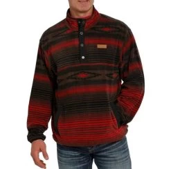 Men's Cinch Stripe Fleece Pullover -Equestrian Clothing mens stripe fleece pullover brown front2 MWK1514012 cinch 70945.1663124617